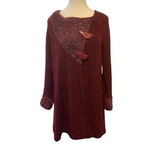CHERIE BLISS RED LONG SLEEVE BUTTON DETAIL SWEATER/ CARDIGAN/ Size O/S